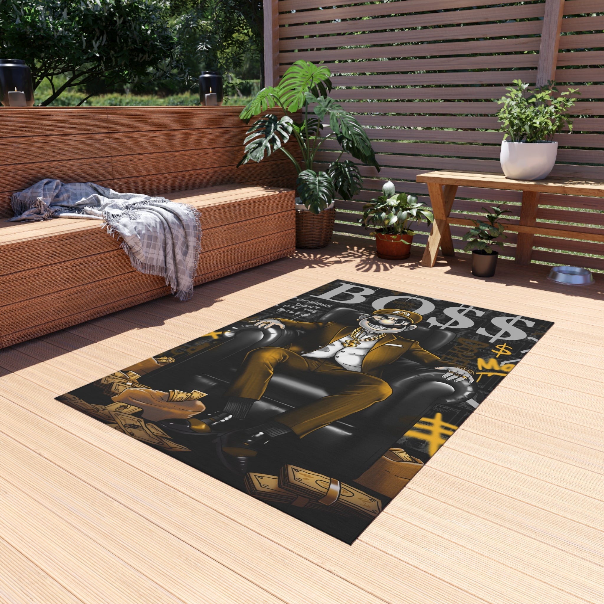 Opinions Don't Pay The Bills Black&Gold Rug - REBHORN DESIGN