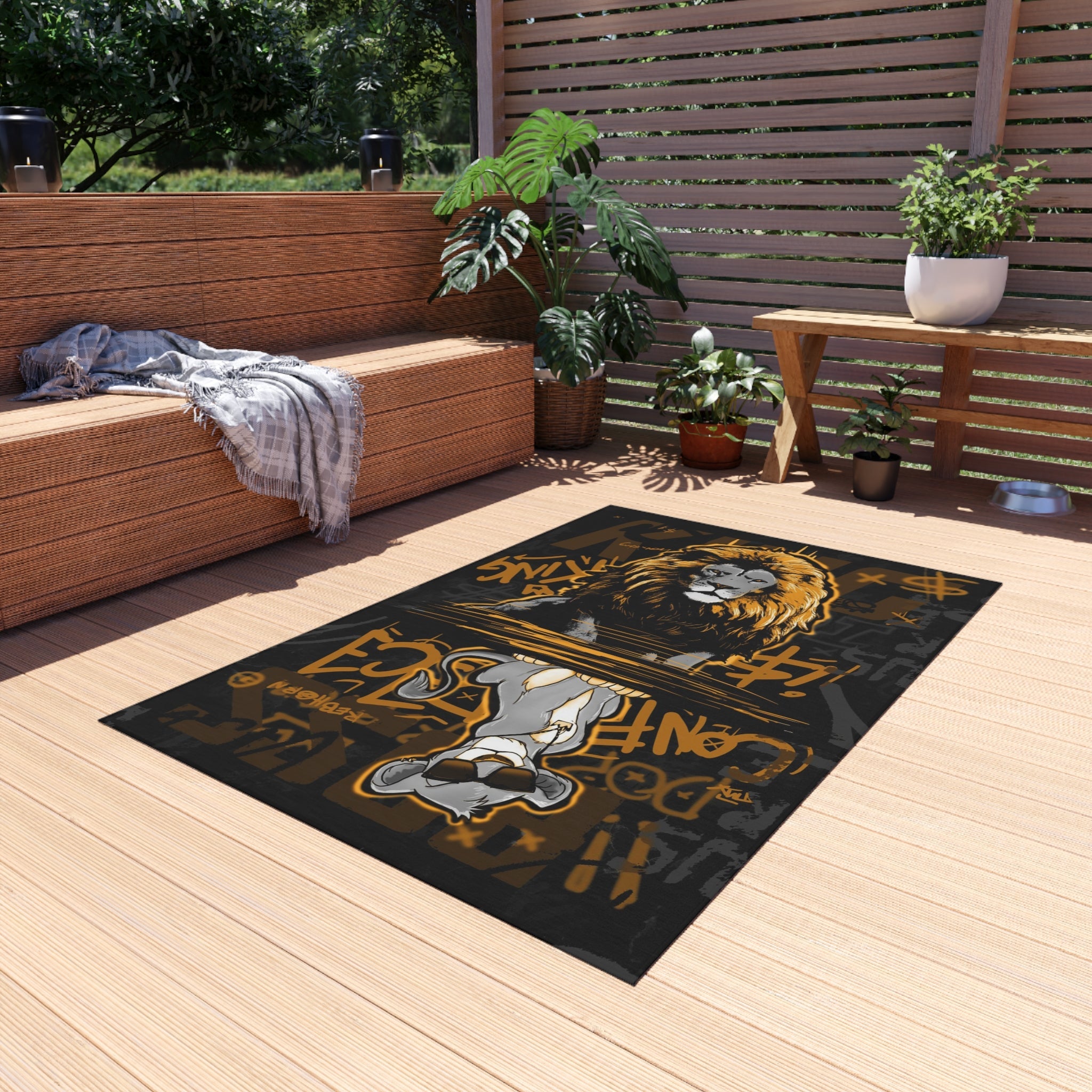 Confidence is King Black & Gold Motivational Rug - REBHORN DESIGN