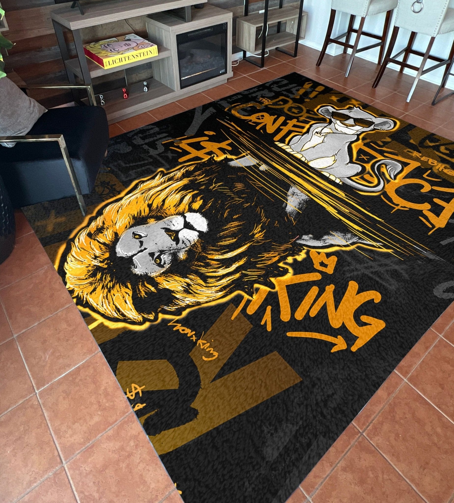 Confidence is King Black & Gold Motivational Rug - REBHORN DESIGN