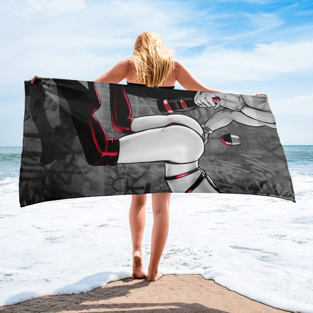 EROTICA - WINE NIGHT MONOCHROME VERSION BEACH TOWEL - REBHORN DESIGN