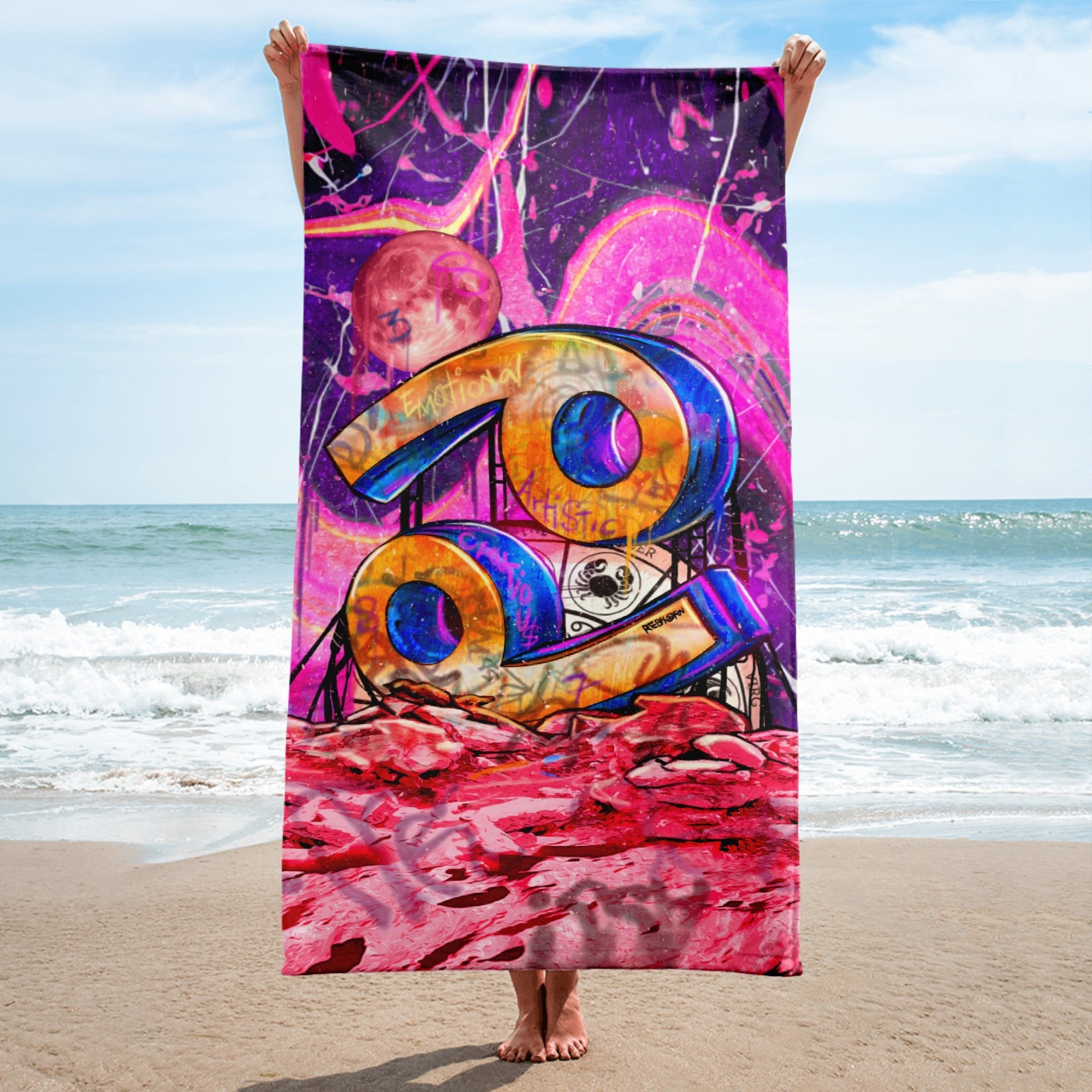 F YOUR SIGN - CANCER BEACH TOWEL - REBHORN DESIGN