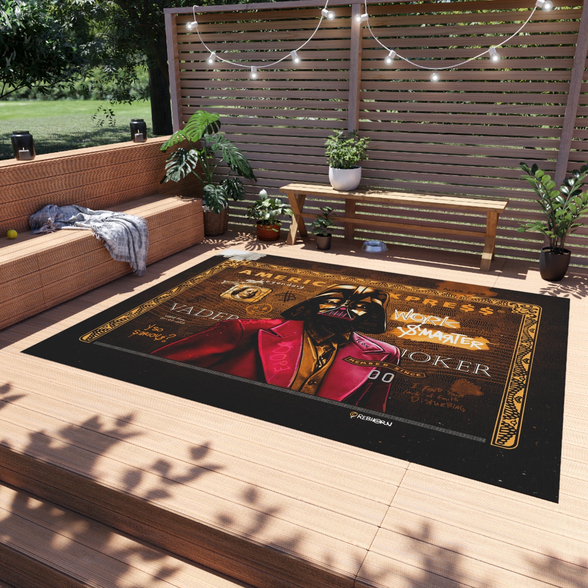 Work Smarter Black & Gold Motivational Rug - REBHORN DESIGN